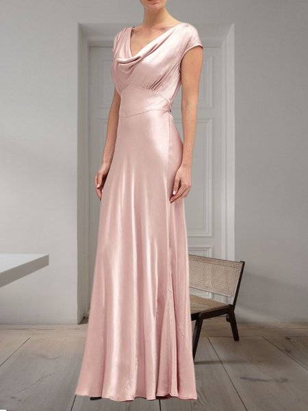 

Elegant Scoop Neck Micro-Elasticity Regular Size Party Dress, Pink, Maxi Dresses