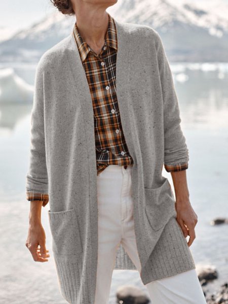 

Casual Loose Wool/Knitting Sweater Coat, Gray, Outerwear