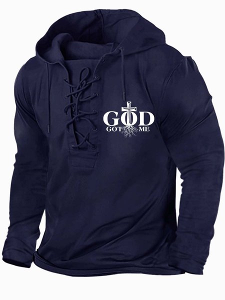 

Men’s God Got Me Text Letters Casual Sweatshirt, Deep blue, Hoodies&Sweatshirts