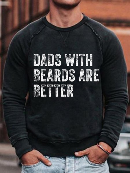 

Men's Dads Wuth Beards Are Better Funny Graphics Print Loose Casual Crew Neck Text Letters Sweatshirt, Black, Hoodies&Sweatshirts