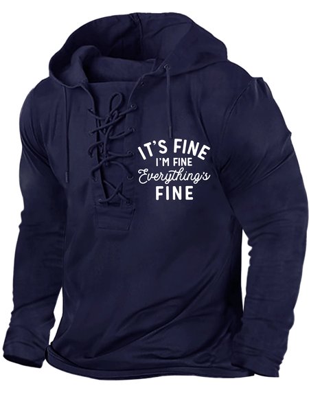 

Men's It Is Fine I Am Fine Everything Is Fine Funny Graphics Print Text Letters Hoodie Casual Regular Fit Sweatshirt, Dark blue, Hoodies&Sweatshirts