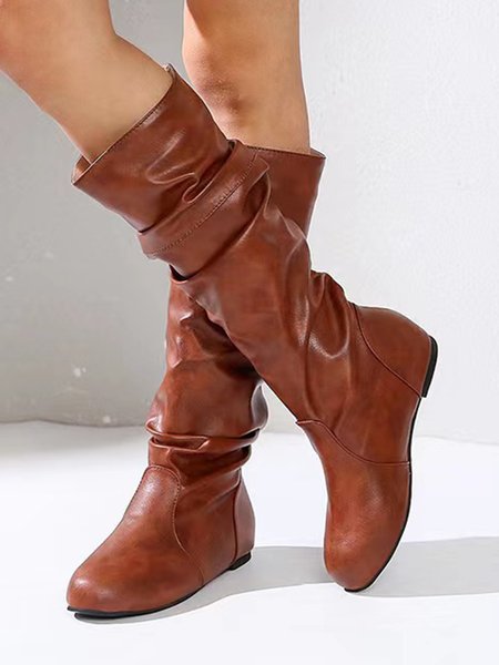 

Vintage Patchwork Casual Boots, Brown, Women's Shoes
