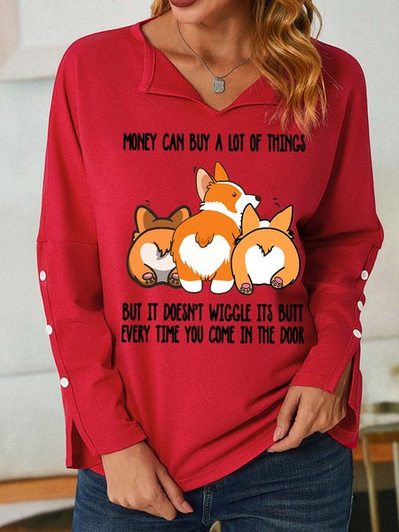 

Women’s Money Can Buy A Lot Of Things But It Doesn’t Wiggle Its Butt Casual Regular Fit Sweatshirt, Red, Hoodies&Sweatshirts