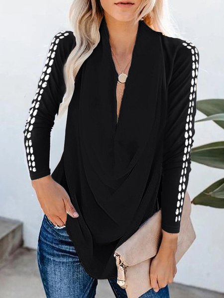 

Loose Casual Plain Long sleeve Top, Black, Blouses and Shirts