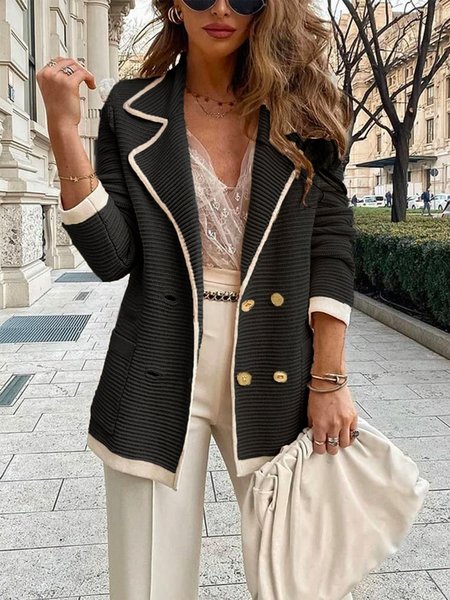 

Urban Long Sleeve Regular Fit Color Block Sweater Coat, Black, Cardigans