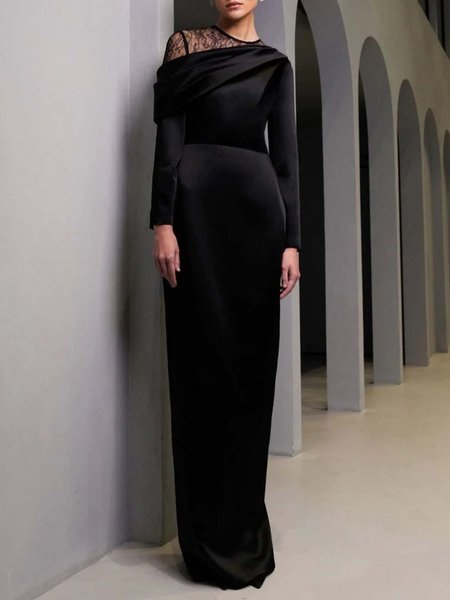 

Plain Long sleeve Elegant Dress & Party Dress, Black, Maxi Dresses