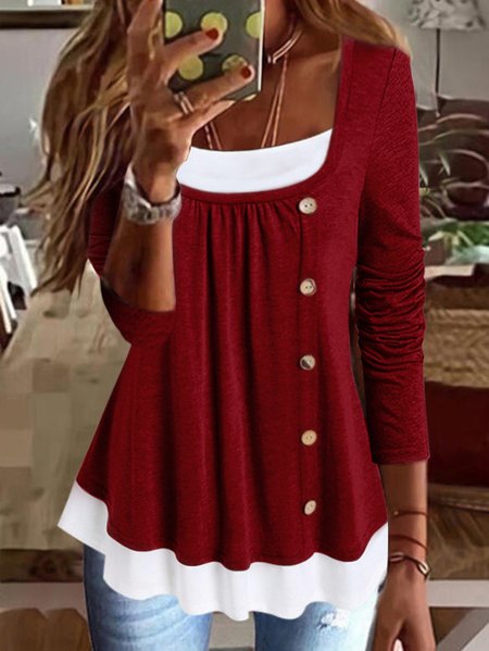 Casual Plain Button embellished Long sleeve Knitted Top