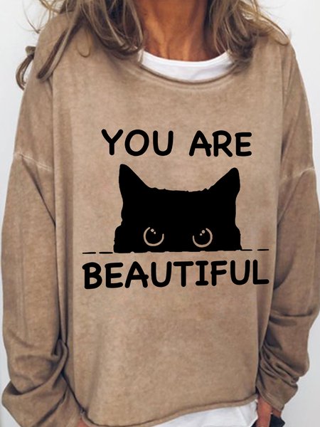 

Lilicloth X JI You Are Beautiful Womens Sweatshirt, Light brown, Hoodies&Sweatshirts