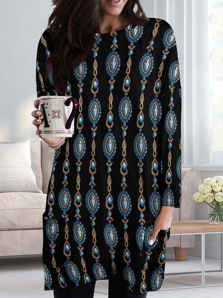 

Lilicloth x Iqs Womens Jewelry Print Luxury Long Sleeve Dress, As picture, Dresses