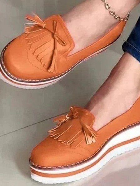

Tassel Casual Lightweight Platform Shoes, Orange, Creepers & Wedges