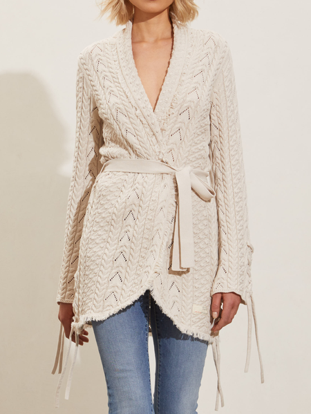

Regular Fit Boho Plain Sweater Coat, Off white, Cardigans