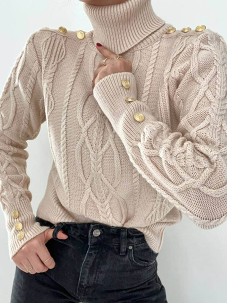 

Regular Fit Casual Turtleneck Sweater, Khaki, Sweaters