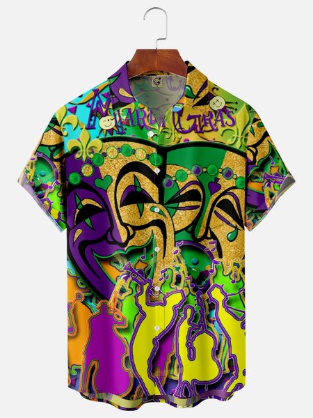 

Carnival Short Sleeve Shirt with Breast Pocket, Yellow, Men Shirts