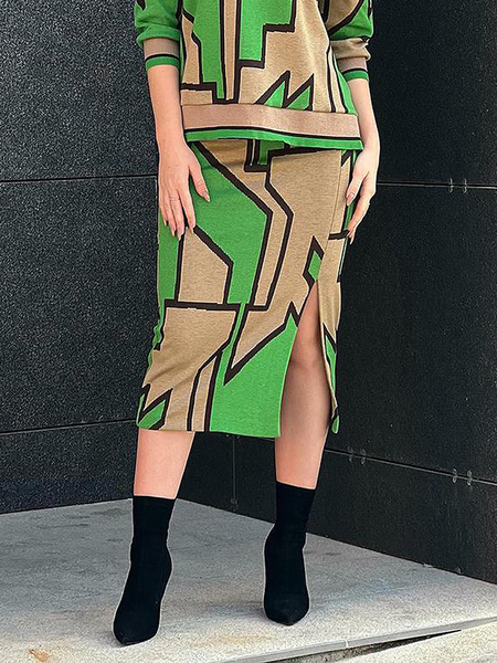 

Regular Fit High Elasticity Urban Regular Fit Midi Skirt, Green, Skirts