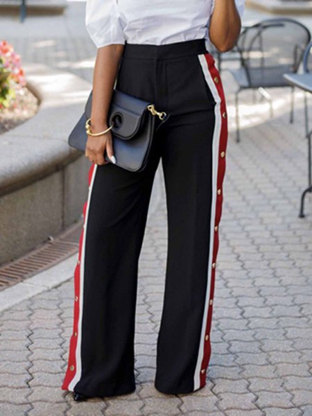 

Daily Color Block Urban Regular Fit Fashion Pants, Black, Pants