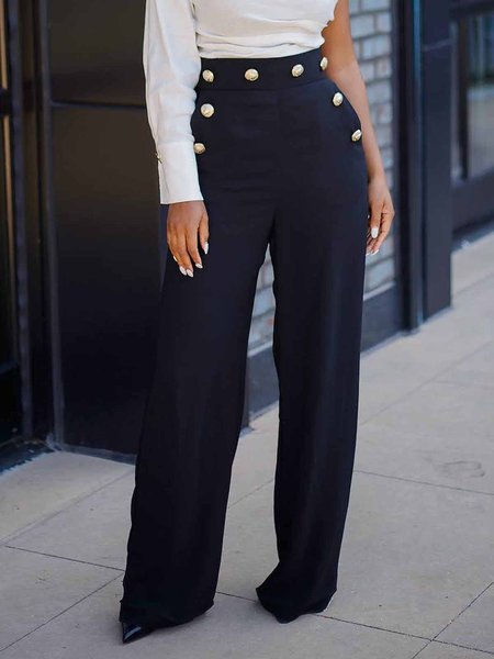 

Black Daily Urban Regular Fit Fashion Pants, Pants