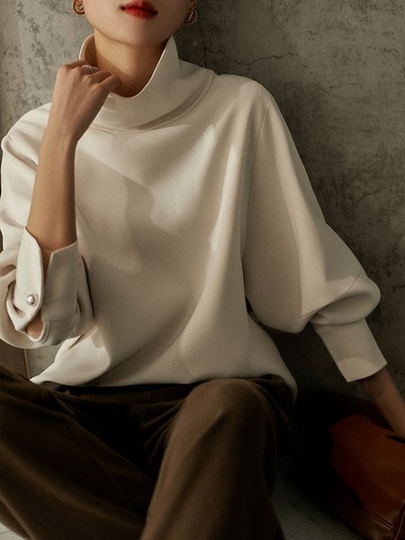 

Plain Loose Urban Turtleneck Sweatshirt, Off white, Hoodies and Sweatshirts