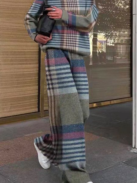 

Urban Loose Plaid Fashion Pants, Multicolor, Pants
