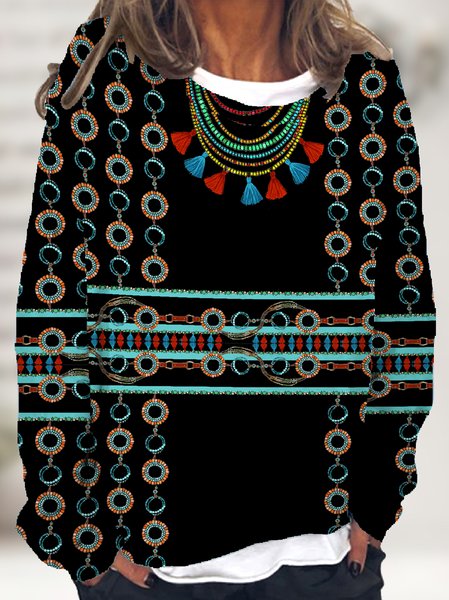

Lilicloth x Iqs Womens Jewelry Print Ethnic Sweatshirt, As picture, Hoodies&Sweatshirts