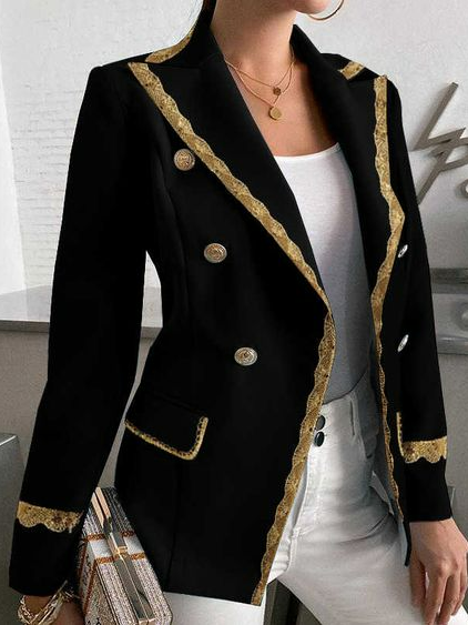 

Loose Shawl Collar Woolen Casual Coat, Black, Jackets