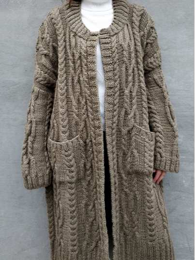 

Others Plain Yarn/Wool Yarn Casual Sweater Coat, Cameo brown, Cardigans