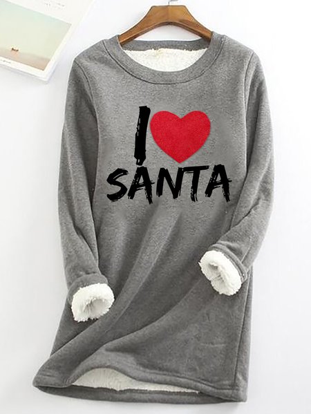 

Lilicloth X Abdullah I Love Santa Womens Warmth Fleece Sweatshirt, Gray, Hoodies&Sweatshirts