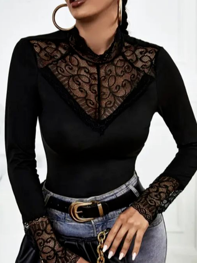 

Casual Half Turtleneck Plain T-Shirt, Black, T-Shirts