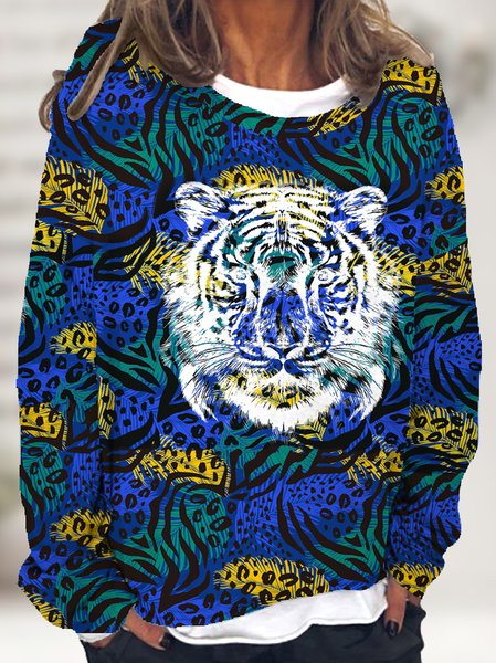

Lilicloth x Iqs White Tiger Print Womens Sweatshirt, As picture, Hoodies&Sweatshirts