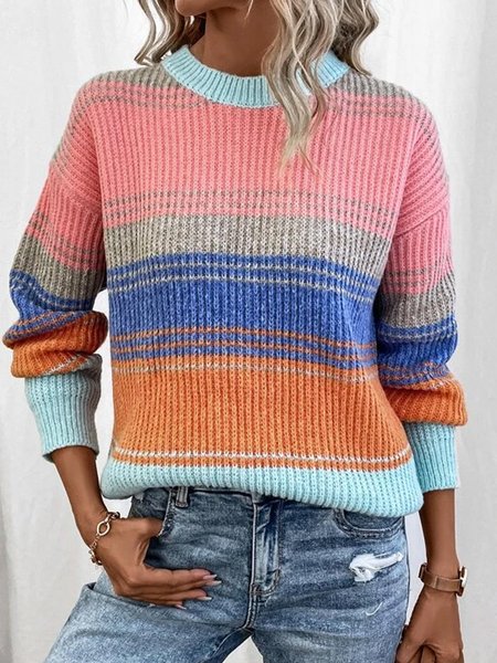 

Colorblock Drop Shoulder Sweater, Multicolor, Sweaters
