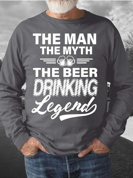 

Men’s The Man The Myth The Beer Drinking Legend Casual Regular Fit Text Letters Sweatshirt, Deep gray, Hoodies&Sweatshirts