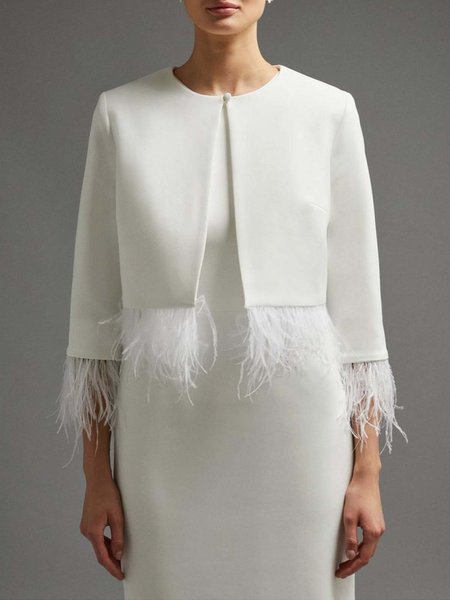 

Regular Fit Elegant Satin Other Coat, White, Others