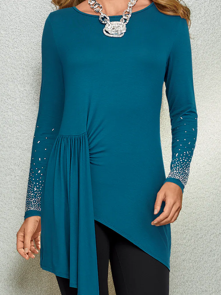 

Plain Regular Fit Casual Top, Lake blue, Tunics
