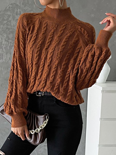 

Regular Fit Casual Turtleneck Wool/Knitting Sweater, Khaki, Sweaters