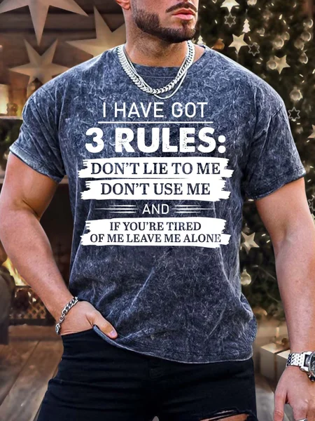 

Men’s I Have Got 3 Rules Don’t Lie To Me Crew Neck Casual T-Shirt, As picture, T-shirts