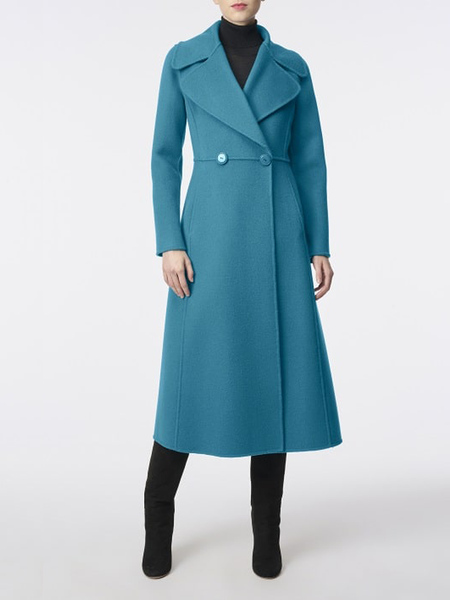 

Lapel Collar Long sleeve Urban Regular Fit Mid-long Overcoat, Blue, Coats