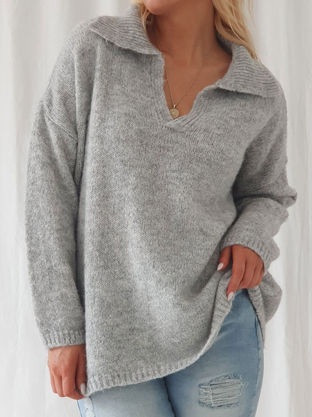 

Casual Plain Wool/Knitting Regular Fit Sweater, Gray, Sweaters