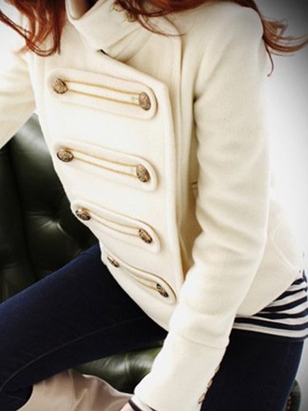 

Urban Stand Collar Plain Regular Fit Jacket, Beige, Jackets