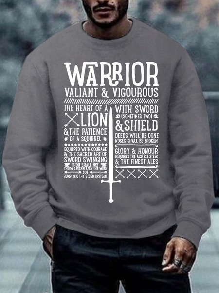 

Men’s Warrior Valiant Vigourous The Heart Of A Lion Regular Fit Text Letters Casual Sweatshirt, Deep gray, Hoodies&Sweatshirts