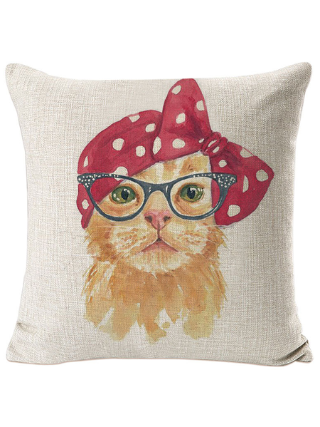 

18*18 Linen Pillow Covers Cat Theme Throw Pillow Case Cushion Cover For Bed Office Car, Pillow Covers