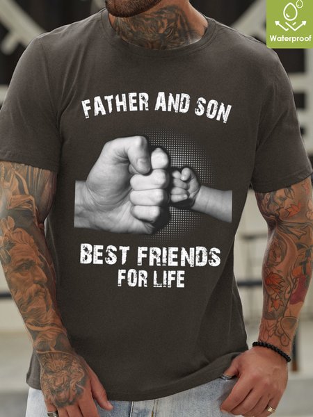 

Father And Son Best Friends For Life Waterproof Oilproof And Stainproof Fabric Men's T-Shirt, Deep gray, T-shirts