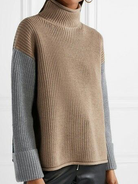 

Wool/Knitting Crew Neck Elegant Sweater, As picture, Pullovers
