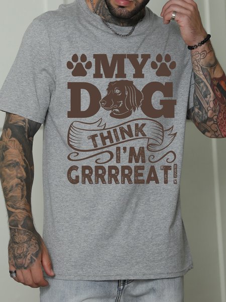 

Lilicloth X Manikvskhan My Dog Think Im Great Mens T-Shirt, Light gray, T-shirts