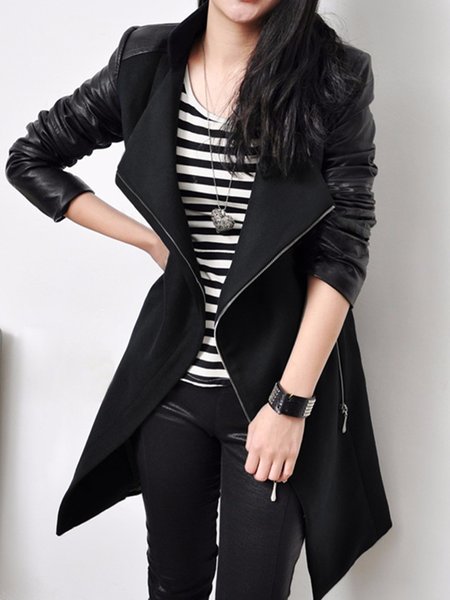 

Long sleeve Stand Collar Urban Loose Jacket, Black, Jackets