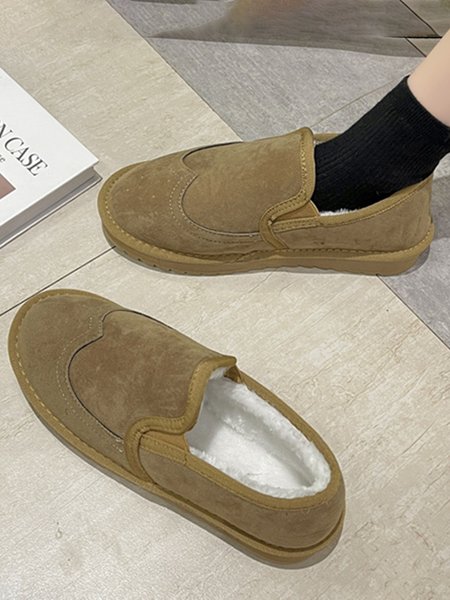 

Simple Warm And Velvet Flats, Khaki, Flats