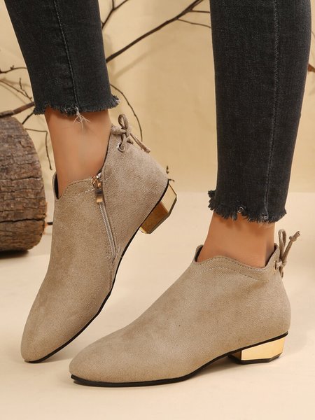 

Tie Back Faux Suede Side Zip Booties, Apricot, Boots