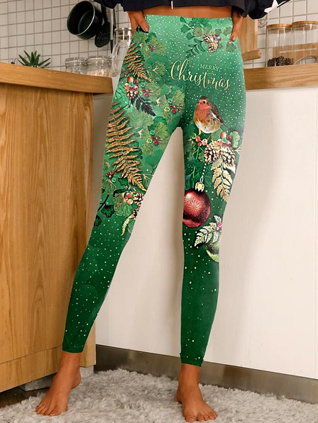 

Loose Cotton-Blend Ombre Casual Leggings, Green, Leggings