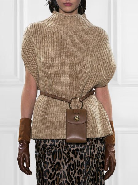 

Regular Fit Urban Plain Turtleneck Sweater, Khaki, Pullovers