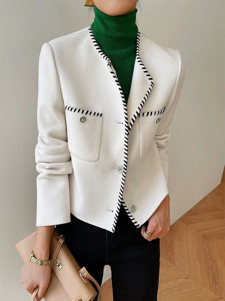 

Loose Urban Crew Neck Long Sleeve Jacket, White, Jackets