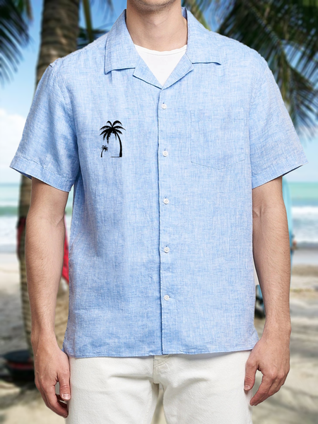 

Coconut Tree Short Sleeve Resort Shirt, As picture, Men Shirts