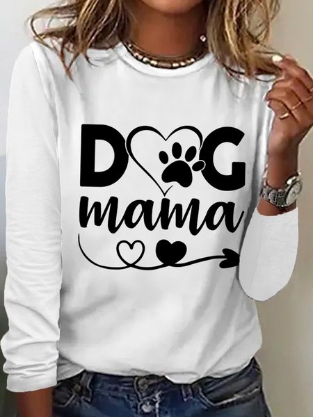 

Lilicloth X Manikvskhan Dog Lovers Shirt Dog Mama Womens Long Sleeve T-Shirt, White, Long sleeves